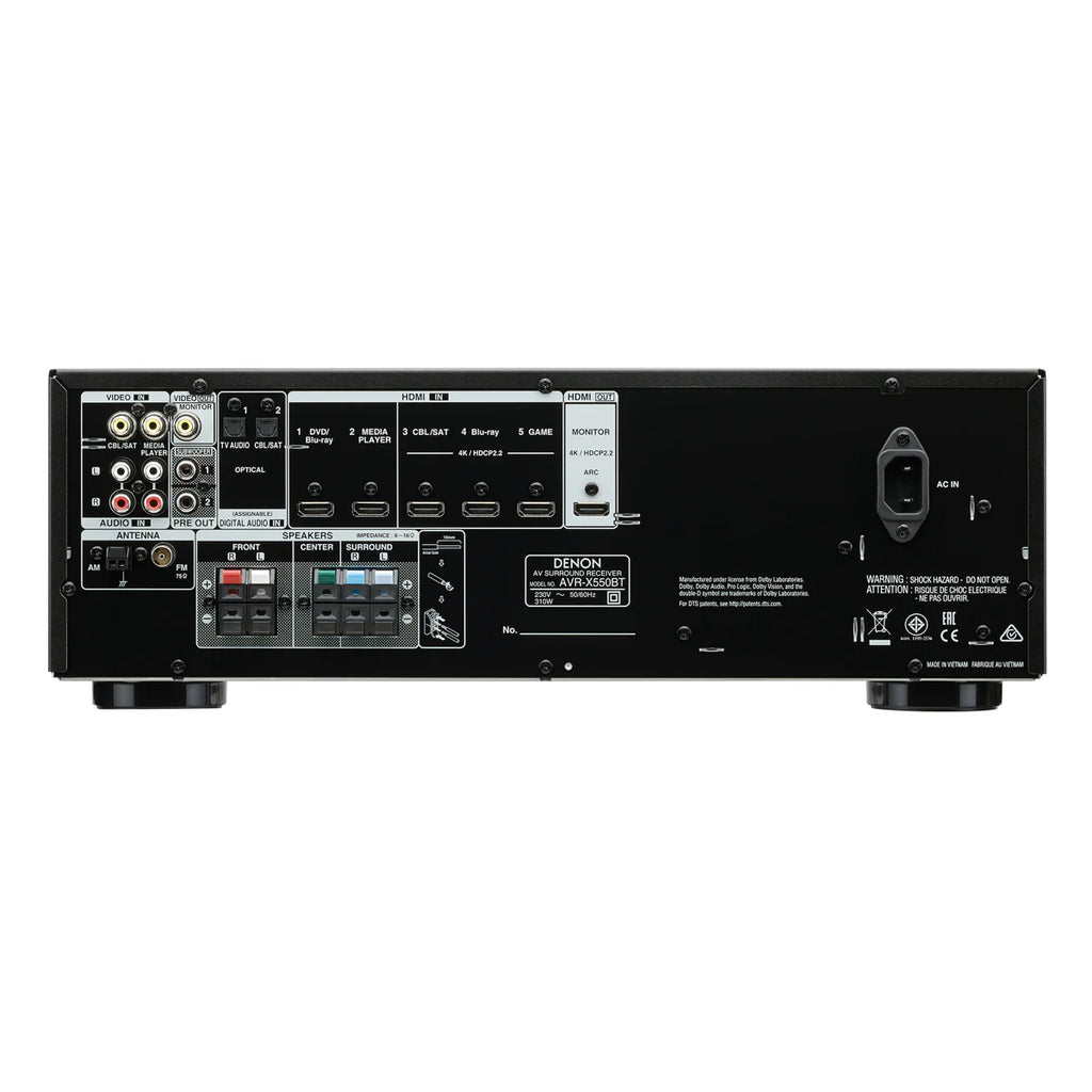 Rear view of Denon AVR-X580BT